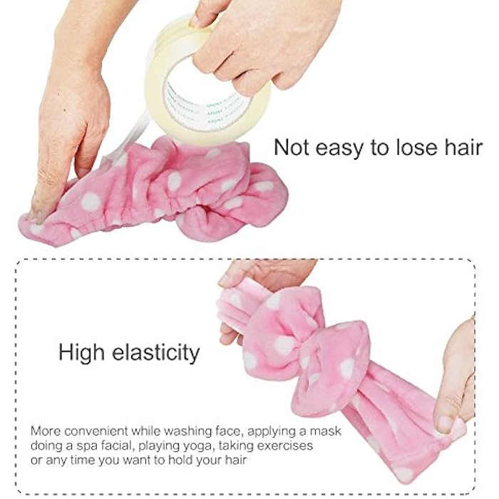 Excefore Super Soft Caroset Wash Cosmetic Headband, Headbands for Washing Face Shower Spa Mask Soft Carol Fleece Hairlace Headband Turban Bowknot Washing Face - Image 3